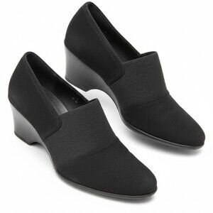 Coach and Four Black Slip-On Wedge Shoes Fabric Upper Comfort Loafer – Size 10